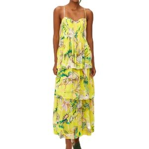 FARM Rio Yellow Jellyfish Bouquet Maxi Dress